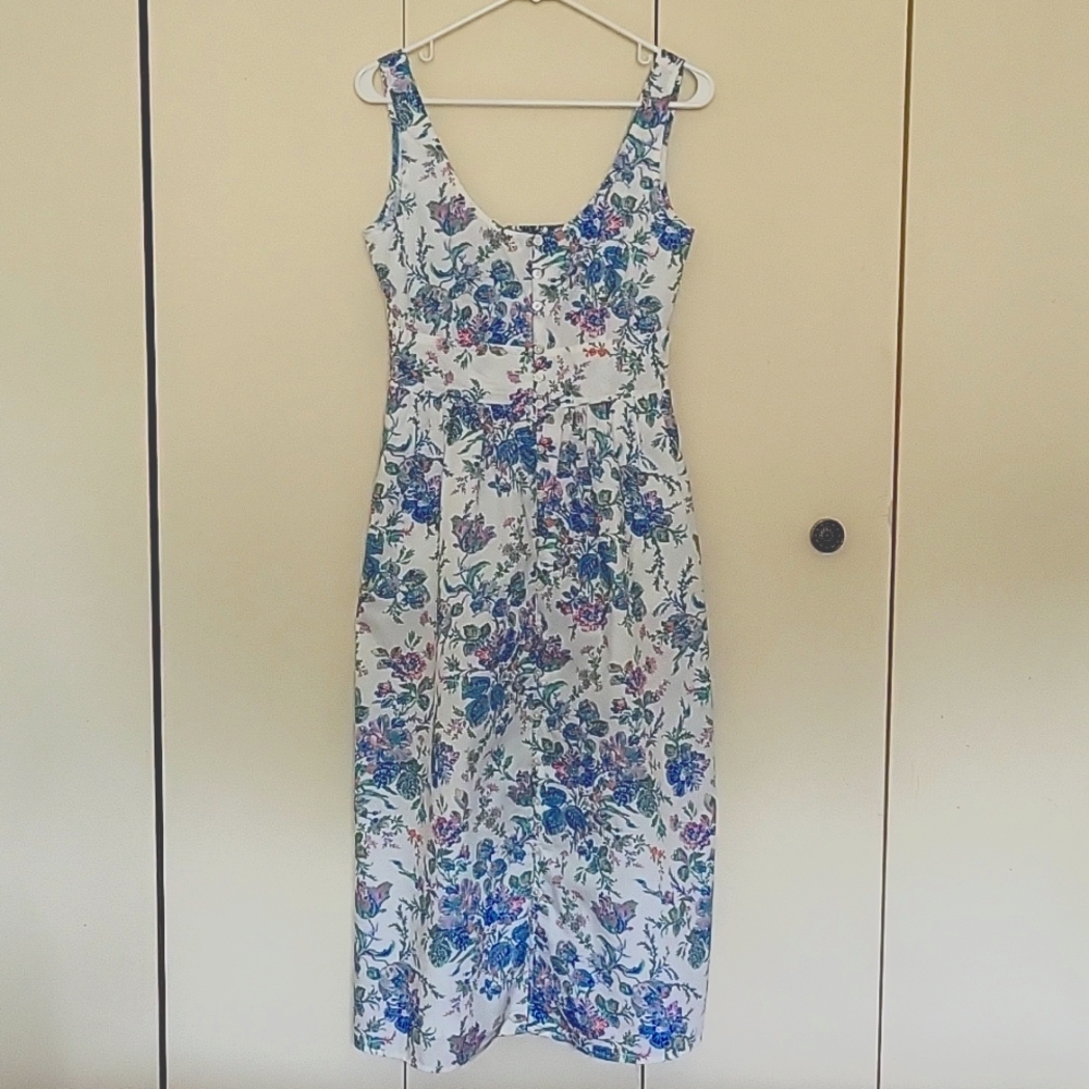 J Crew Button-front cotton poplin dress in English garden